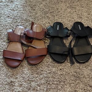 Express Brown and Black Women Sandals